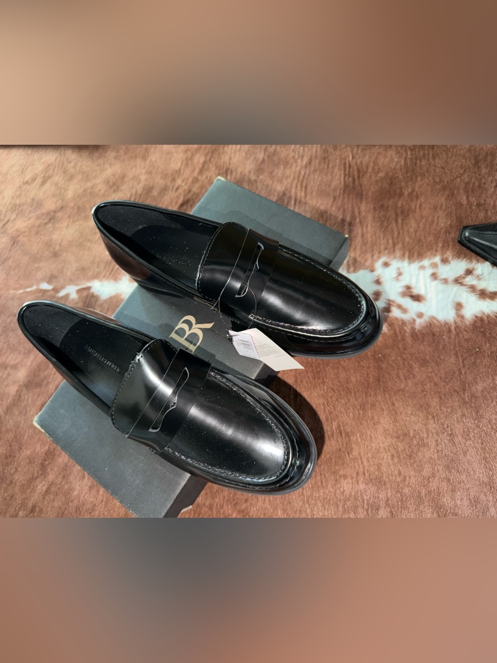 NWT Classic Black Leather Penny Loafers Women Never Worn